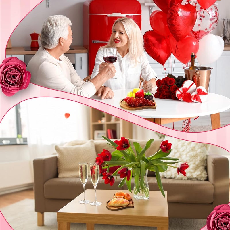 Meanplan 2 Pcs Wooden Valentine's Day Serving Tray and Platter Christmas Tree and Santa Hat Charcuterie Board Kitchen Plates Serving Dish for Xmas Snacks Cookies Rustic Camping Snack Fruit Meat(Heart) - Image 5